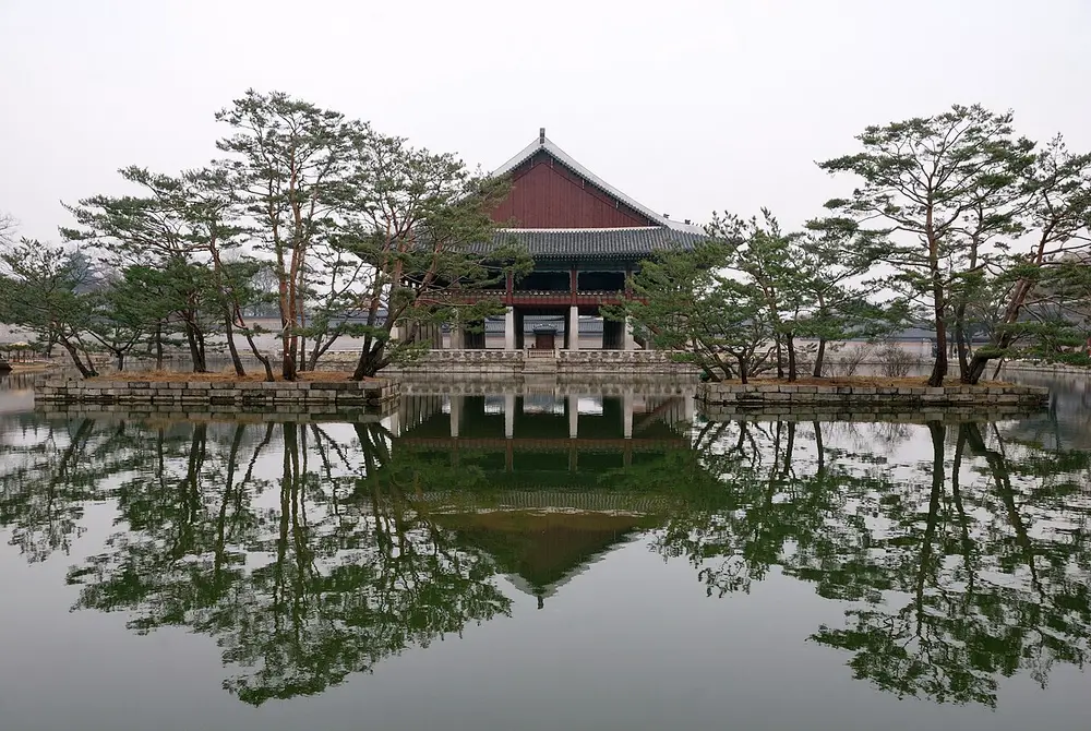 Gyeonghoeru Pavilion reflected in its pond