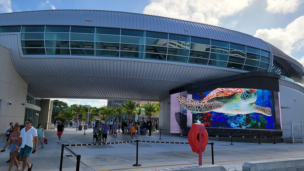 Reference view of Nassau cruise terminal, Bahamas