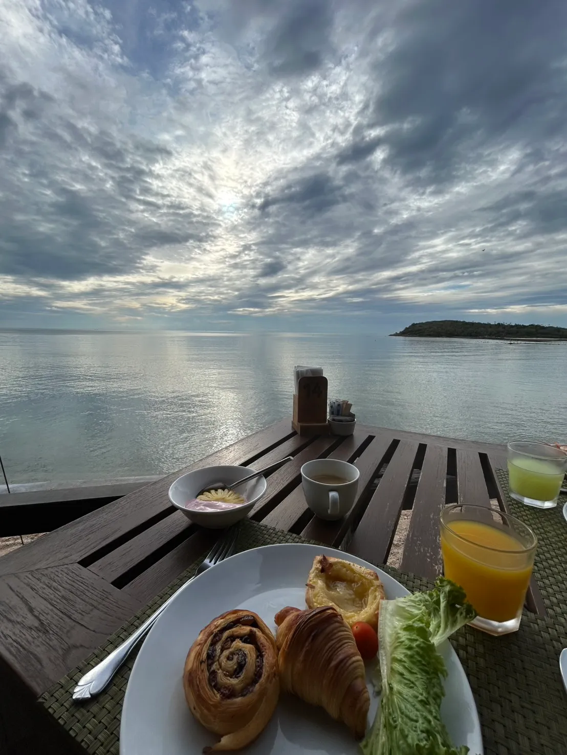 Breakfast overlooking the sea