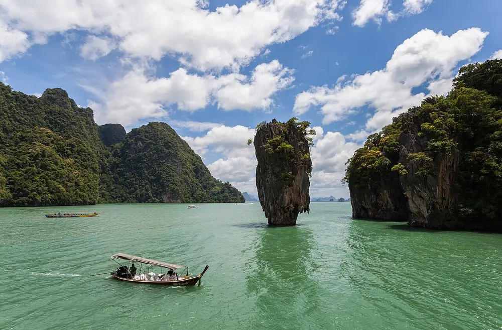 Ko Tapu rising from Phang Nga Bay